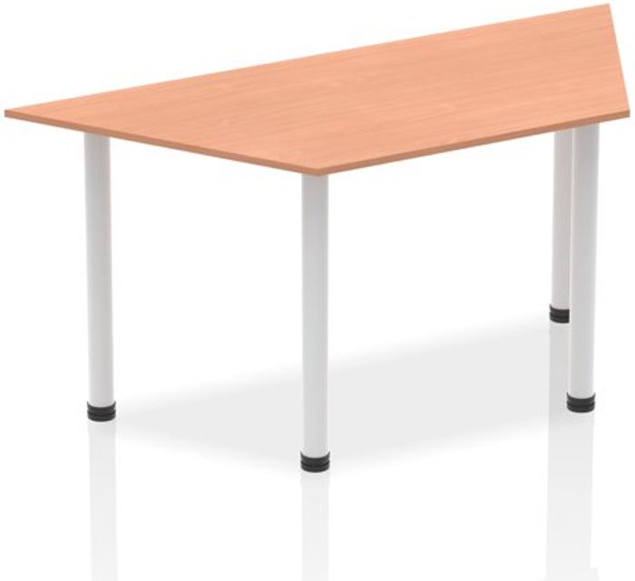 Office Monster | Impulse Impulse Trapezium Table 1600 Beech Post Leg Silver Impulse Impulse Trapezium Table 1600 Beech Post Leg Silver