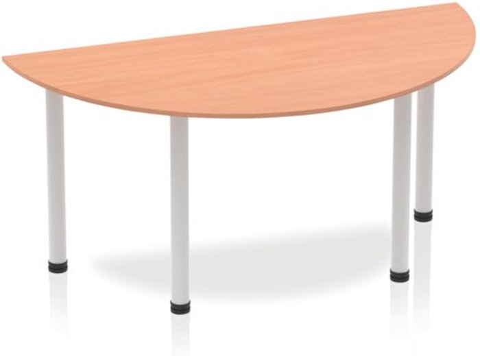 Office Monster | Impulse Impulse Semi-circle Table 1600 Beech Post Leg Silver Impulse Impulse Semi-circle Table 1600 Beech Post Leg Silver