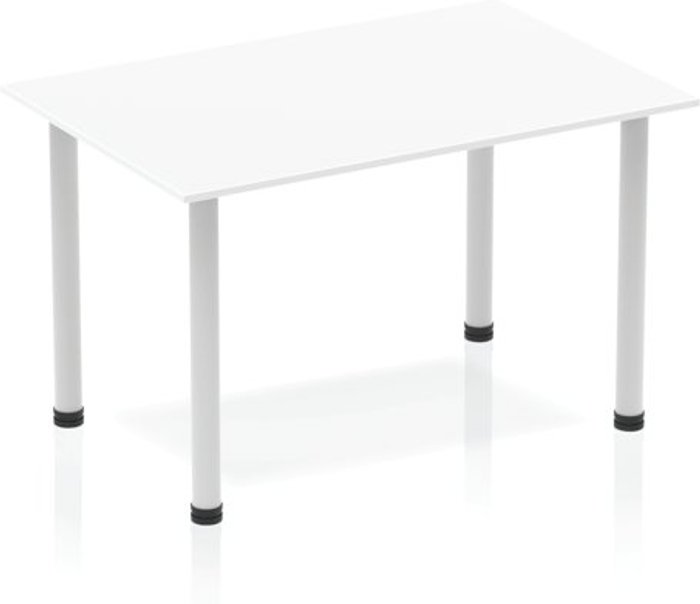 Office Monster | Impulse Impulse Straight Table 1200 White Post Leg Silver Impulse Impulse Straight Table 1200 White Post Leg Silver