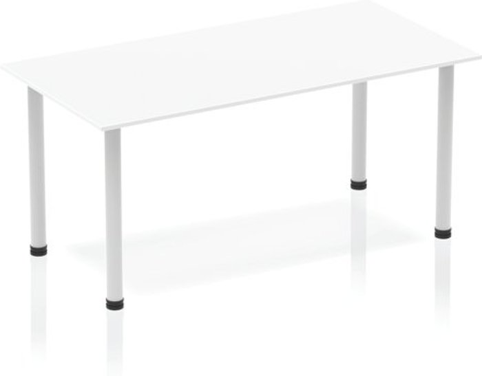 Office Monster | Impulse Impulse Straight Table 1400 White Post Leg Silver Impulse Impulse Straight Table 1400 White Post Leg Silver