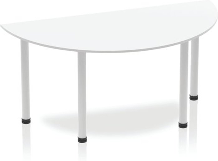 Office Monster | Impulse Impulse Semi-circle Table 1600 White Post Leg Silver Impulse Impulse Semi-circle Table 1600 White Post Leg Silver