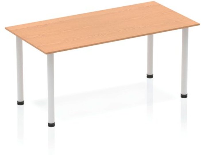 Office Monster | Impulse Impulse Straight Table 1400 Oak Post Leg Silver Impulse Impulse Straight Table 1400 Oak Post Leg Silver