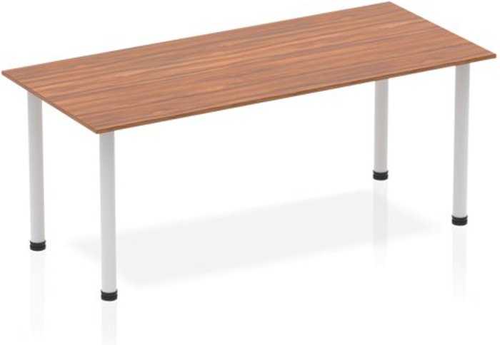 Office Monster | Impulse Impulse Straight Table 1800 Walnut Post Leg Silver Impulse Impulse Straight Table 1800 Walnut Post Leg Silver