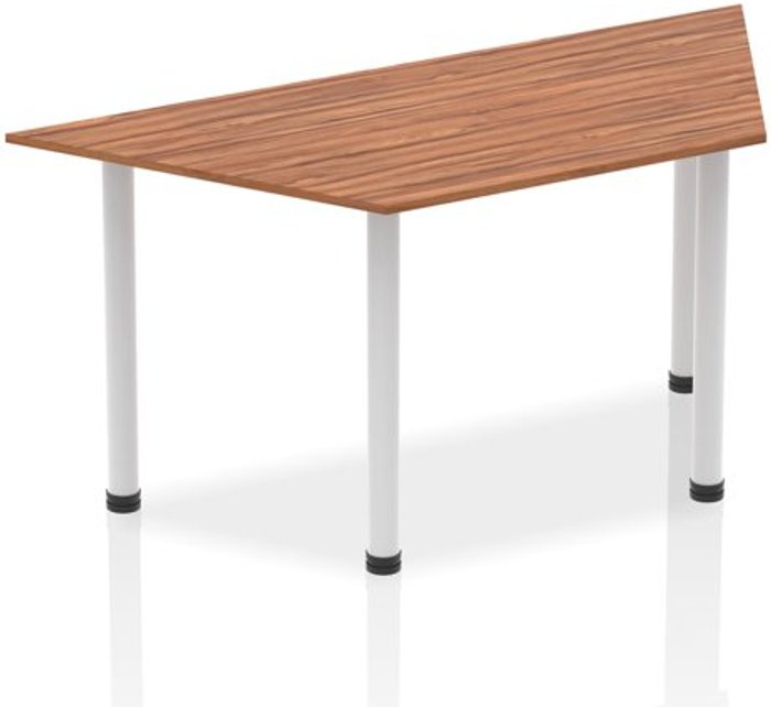 Office Monster | Impulse Impulse Trapezium Table 1600 Walnut Post Leg Silver Impulse Impulse Trapezium Table 1600 Walnut Post Leg Silver