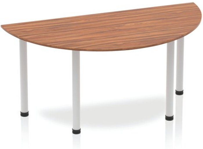 Office Monster | Impulse Impulse Semi-circle Table 1600 Walnut Post Leg Silver Impulse Impulse Semi-circle Table 1600 Walnut Post Leg Silver