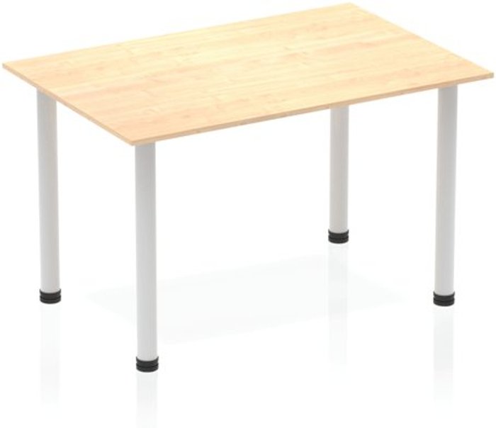 Office Monster | Impulse Impulse Straight Table 1200 Maple Post Leg Silver Impulse Impulse Straight Table 1200 Maple Post Leg Silver