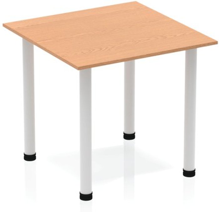 Office Monster | Impulse Impulse Square Table 800 Oak Post Leg Silver Impulse Impulse Square Table 800 Oak Post Leg Silver