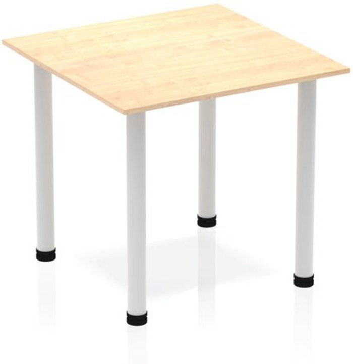 Office Monster | Impulse Impulse Square Table 800 Maple Post Leg Silver Impulse Impulse Square Table 800 Maple Post Leg Silver