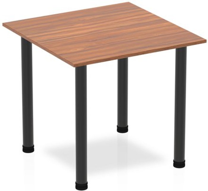 Office Monster | Impulse Impulse 800mm Square Table Walnut Top Black Post Leg Impulse Impulse 800mm Square Table Walnut Top Black Post Leg