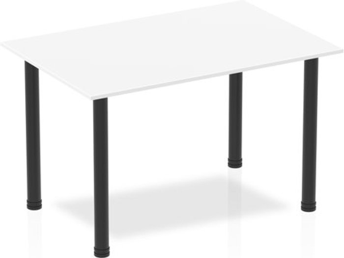 Office Monster | Impulse Impulse 1200mm Straight Table White Top Black Post Leg Impulse Impulse 1200mm Straight Table White Top Black Post Leg