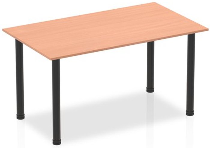 Office Monster | Impulse Impulse 1400mm Straight Table Beech Top Black Post Leg Impulse Impulse 1400mm Straight Table Beech Top Black Post Leg