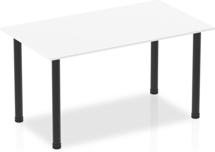 Office Monster | Impulse Impulse 1400mm Straight Table White Top Black Post Leg Impulse Impulse 1400mm Straight Table White Top Black Post Leg