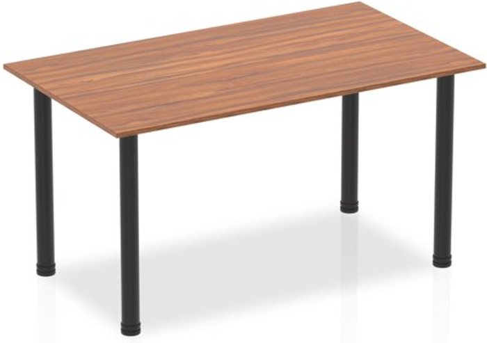 Office Monster | Impulse Impulse 1400mm Straight Table Walnut Top Black Post Leg Impulse Impulse 1400mm Straight Table Walnut Top Black Post Leg