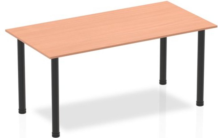 Office Monster | Impulse Impulse 1600mm Straight Table Beech Top Black Post Leg Impulse Impulse 1600mm Straight Table Beech Top Black Post Leg