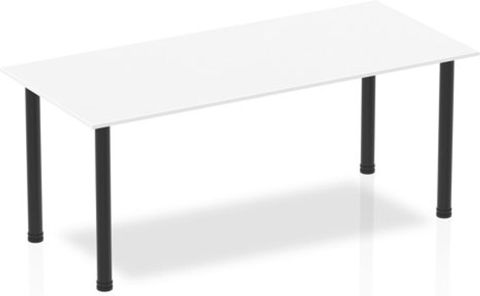 Office Monster | Impulse Impulse 1800mm Straight Table White Top Black Post Leg Impulse Impulse 1800mm Straight Table White Top Black Post Leg