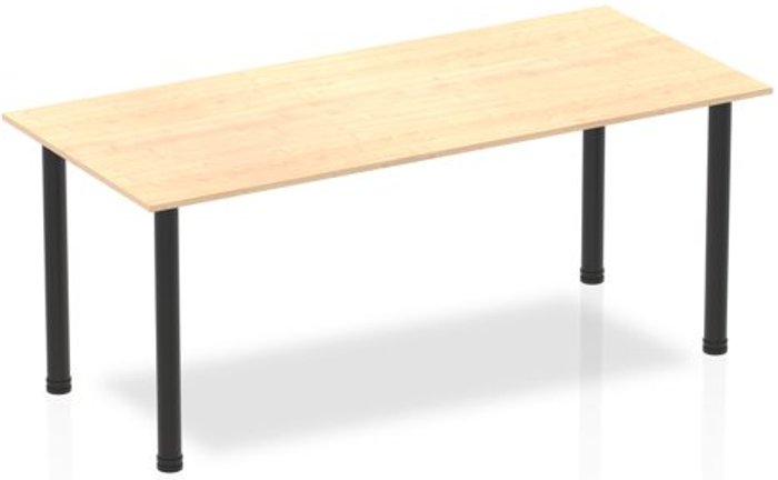Office Monster | Impulse Impulse 1800mm Straight Table Maple Top Black Post Leg Impulse Impulse 1800mm Straight Table Maple Top Black Post Leg