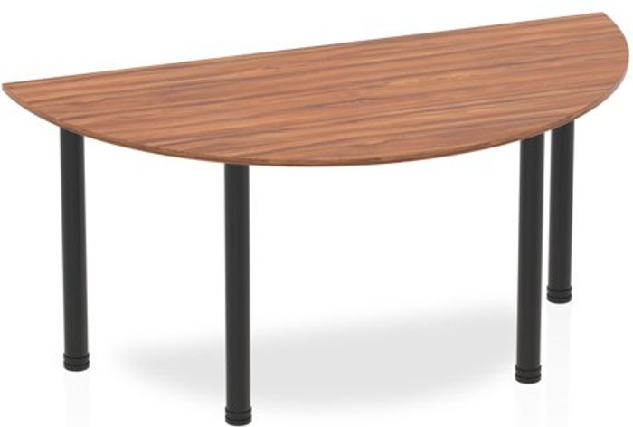 Office Monster | Impulse Impulse 1600mm Semi-Circle Table Walnut Top Black Post Leg Impulse Impulse 1600mm Semi-Circle Table Walnut Top Black Post Leg