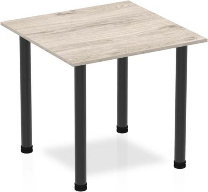 Office Monster | Impulse Impulse 800mm Square Table Grey Oak Top Black Post Leg Impulse Impulse 800mm Square Table Grey Oak Top Black Post Leg
