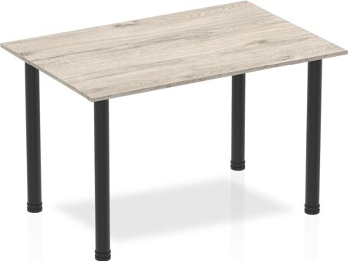 Office Monster | Impulse Impulse 1200mm Straight Table Grey Oak Top Black Post Leg Impulse Impulse 1200mm Straight Table Grey Oak Top Black Post Leg