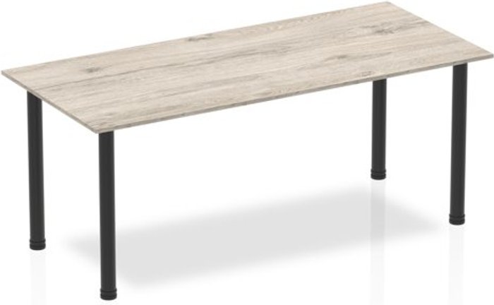 Office Monster | Impulse Impulse 1800mm Straight Table Grey Oak Top Black Post Leg Impulse Impulse 1800mm Straight Table Grey Oak Top Black Post Leg