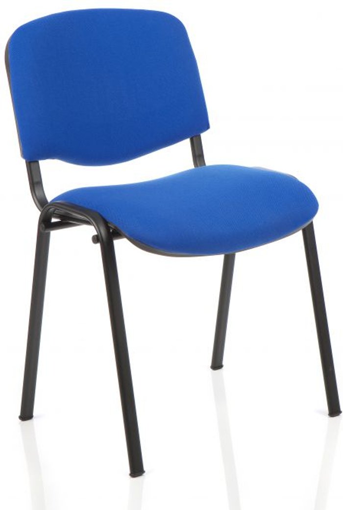 Office Monster | ISO ISO Stacking Chair Blue Fabric Black Frame Without Arms ISO ISO Stacking Chair Blue Fabric Black Frame Without Arms