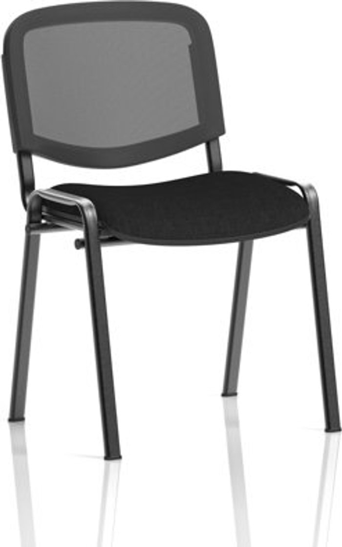 Office Monster | ISO ISO Stacking Chair Mesh Back Black Fabric Black Frame Without Arms ISO ISO Stacking Chair Mesh Back Black Fabric Black Frame Without Arms