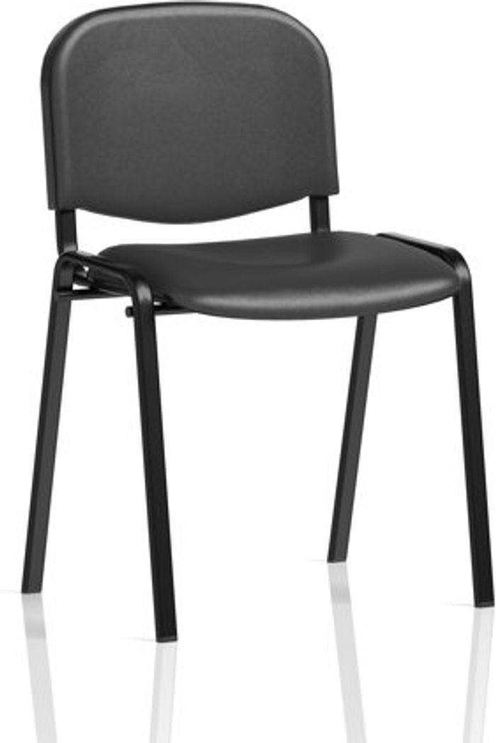 Office Monster | ISO ISO Stacking Chair Black Vinyl Black Frame Without Arms ISO ISO Stacking Chair Black Vinyl Black Frame Without Arms
