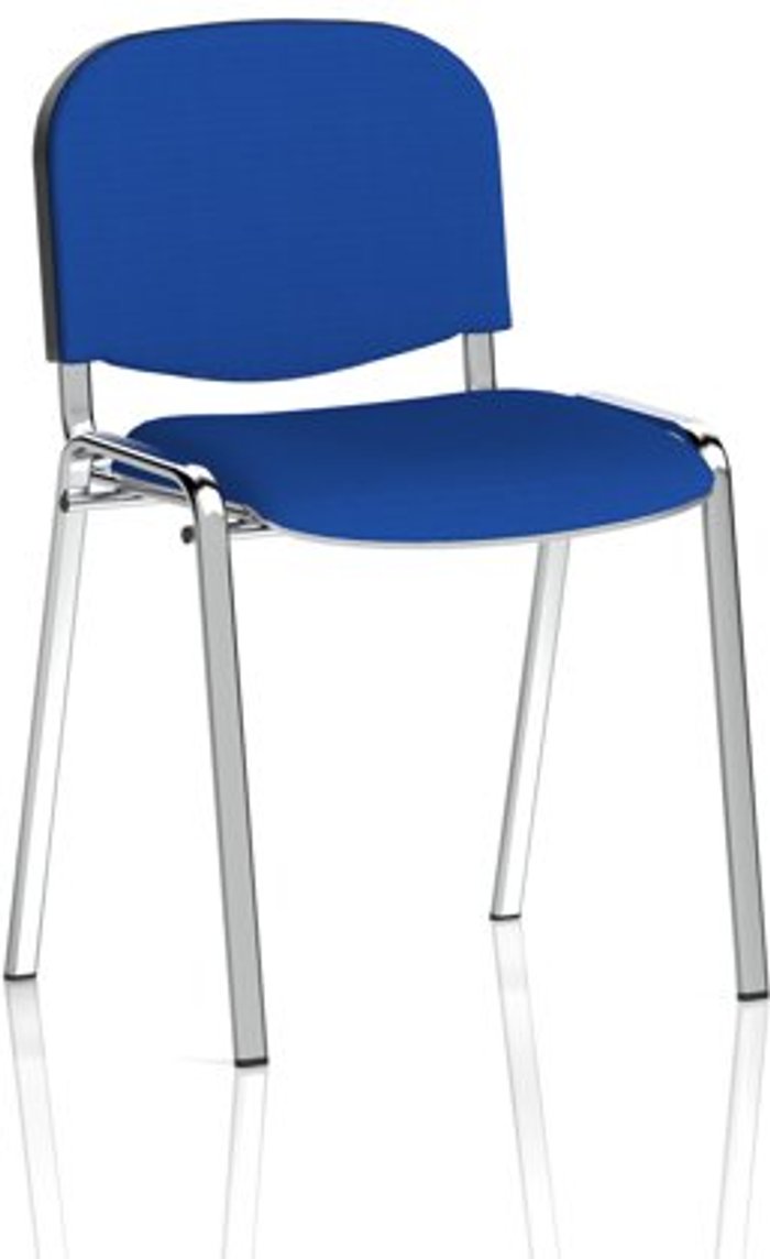 Office Monster | ISO ISO Stacking Chair Blue Fabric Chrome Frame Without Arms ISO ISO Stacking Chair Blue Fabric Chrome Frame Without Arms