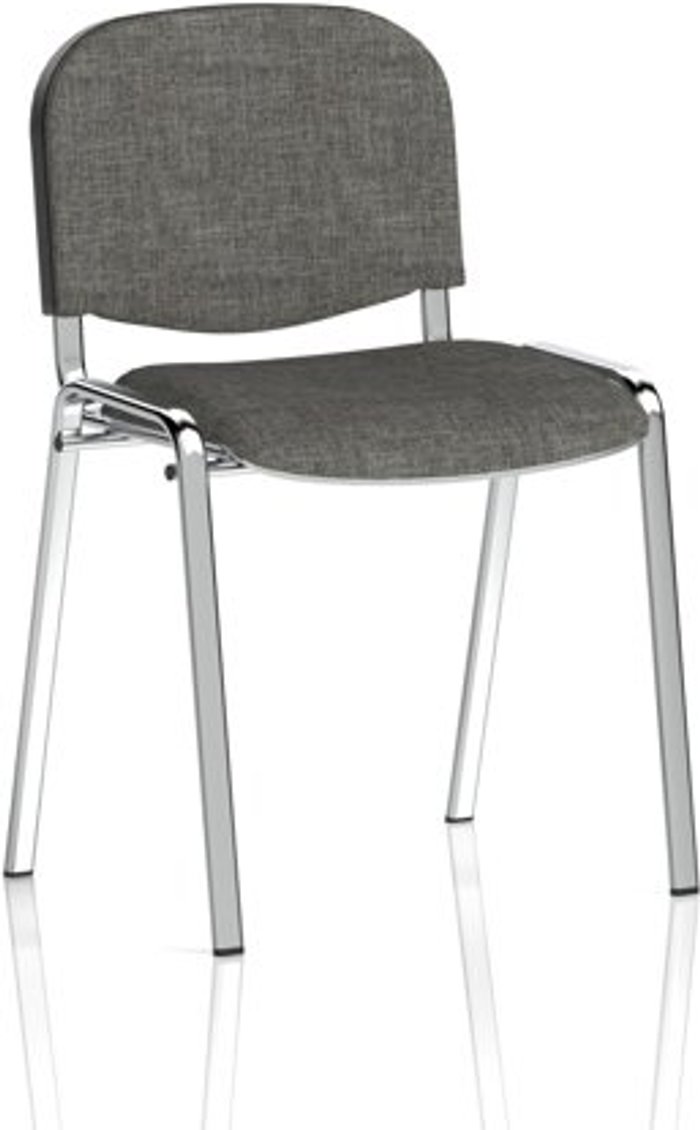 Office Monster | ISO ISO Stacking Chair Charcoal Fabric Chrome Frame Without Arms ISO ISO Stacking Chair Charcoal Fabric Chrome Frame Without Arms
