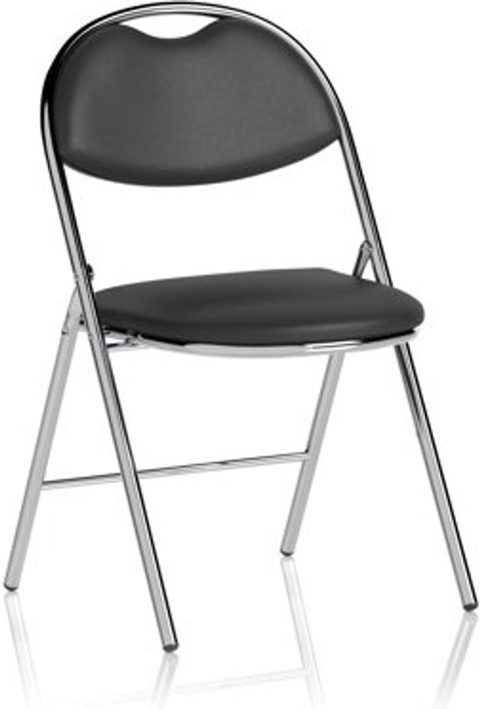 Office Monster | Milan Milan Folding Black Vinyl Chrome Frame Chair Milan Milan Folding Black Vinyl Chrome Frame Chair