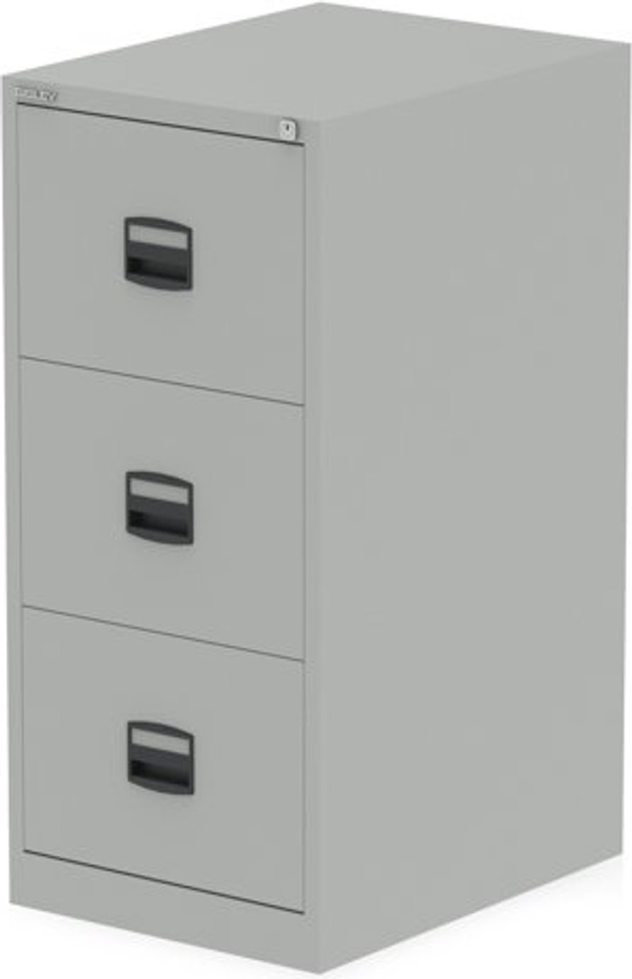 Office Monster | Bisley Qube by Bisley 3 Drawer Filing Cabinet Goose Grey Bisley Qube by Bisley 3 Drawer Filing Cabinet Goose Grey