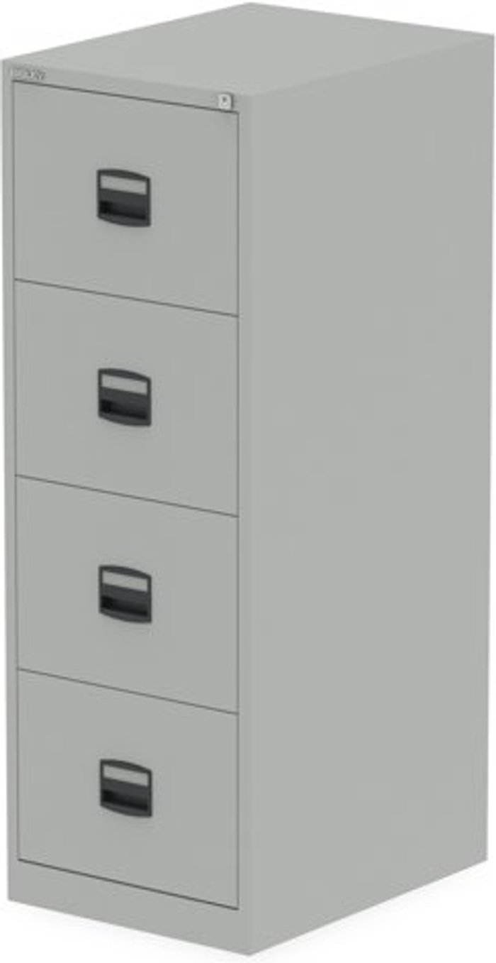 Office Monster | Bisley Qube by Bisley 4 Drawer Filing Cabinet Goose Grey Bisley Qube by Bisley 4 Drawer Filing Cabinet Goose Grey