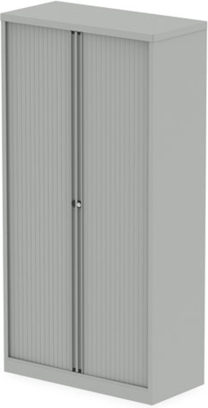 Office Monster | Bisley Qube by Bisley 2000mm Side Tambour Cupboard Goose Grey No Shelves Bisley Qube by Bisley 2000mm Side Tambour Cupboard Goose Grey No Shelves