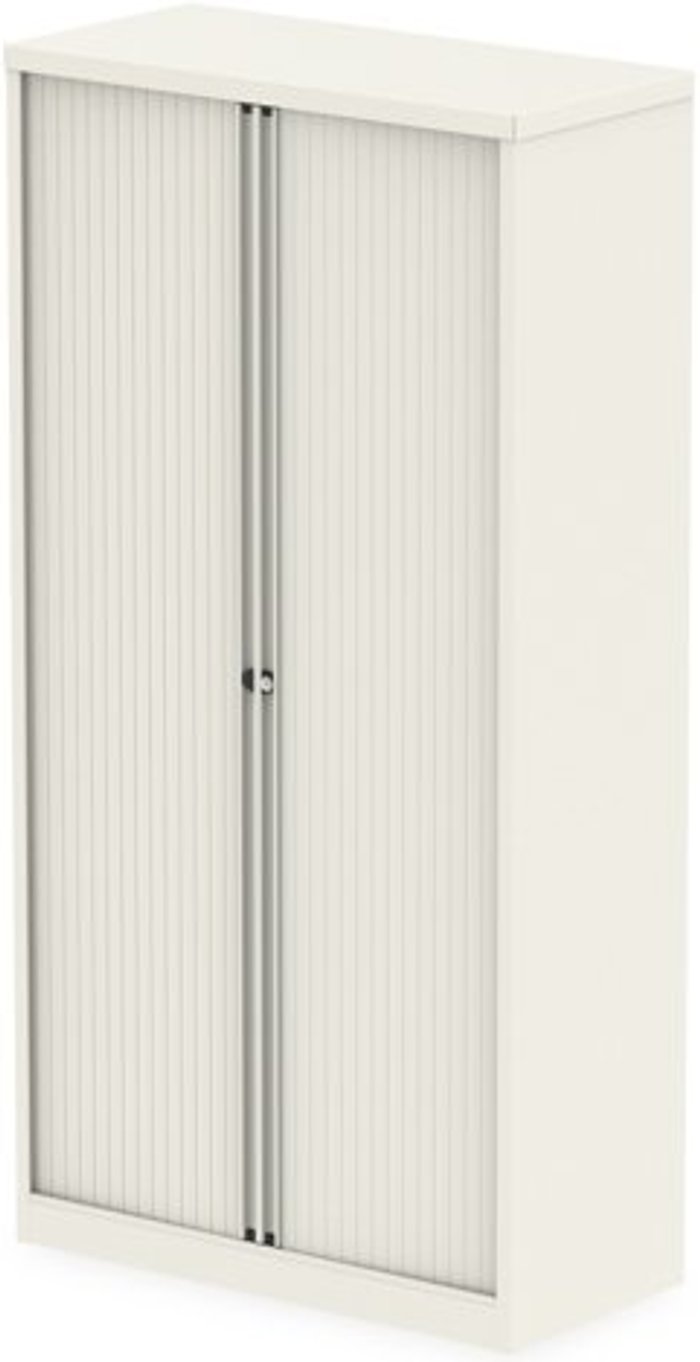Office Monster | Bisley Qube by Bisley 2000mm Side Tambour Cupboard Chalk White No Shelves Bisley Qube by Bisley 2000mm Side Tambour Cupboard Chalk White No Shelves