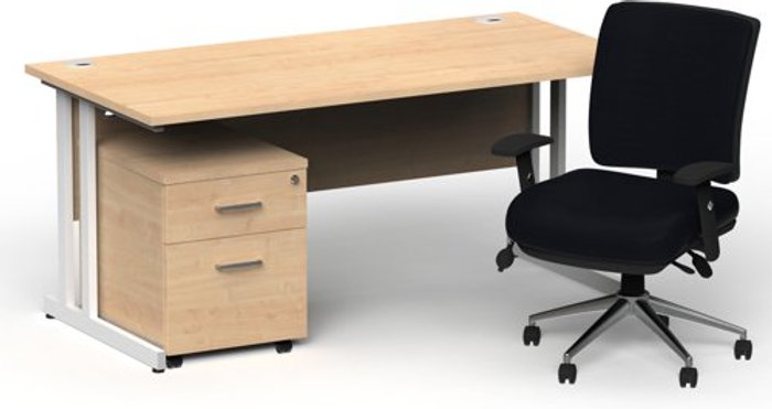 Office Monster | Impulse Bundles Impulse 1600/800 White Cant Desk Maple + 2 Dr Mobile Ped & Chiro Med Back Black W/Arms Impulse Bundles Impulse 1600/800 White Cant Desk Maple + 2 Dr Mobile Ped & Chiro Med Back Black W/Arms