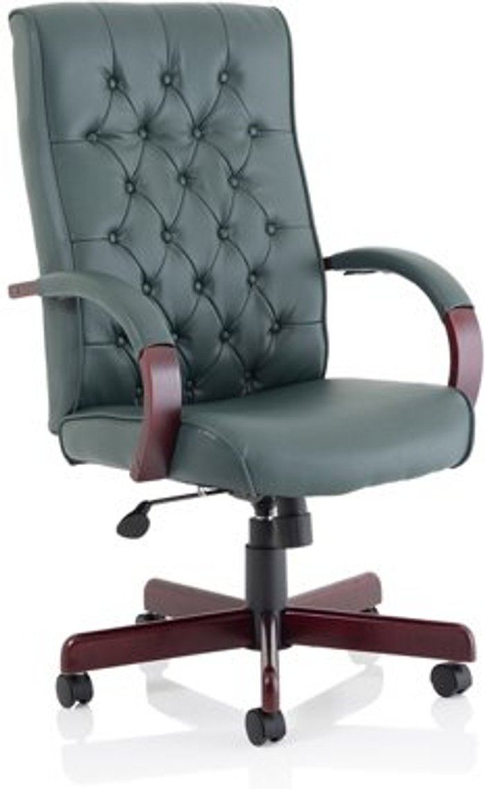 Office Monster | Chesterfield Chesterfield Executive Chair Green Leather With Arms Chesterfield Chesterfield Executive Chair Green Leather With Arms