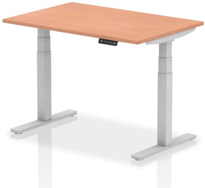 Office Monster | Air Air 1200 x 800mm Height Adjustable Desk Beech Top Silver Leg Air Air 1200 x 800mm Height Adjustable Desk Beech Top Silver Leg