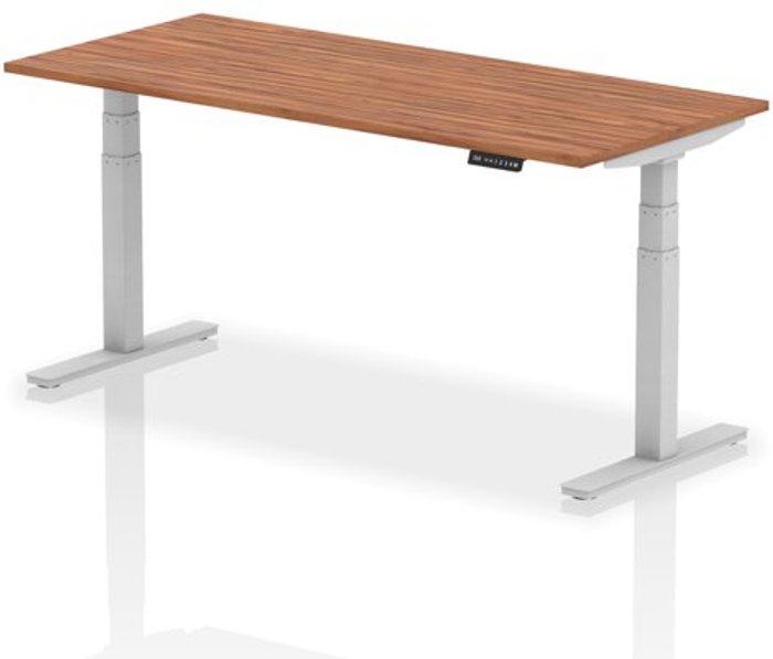 Office Monster | Air Air 1800 x 800mm Height Adjustable Desk Walnut Top Silver Leg Air Air 1800 x 800mm Height Adjustable Desk Walnut Top Silver Leg