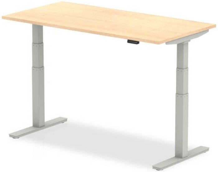 Office Monster | Air Air 1400/800 Maple Height Adjustable Desk With Silver Legs Air Air 1400/800 Maple Height Adjustable Desk With Silver Legs