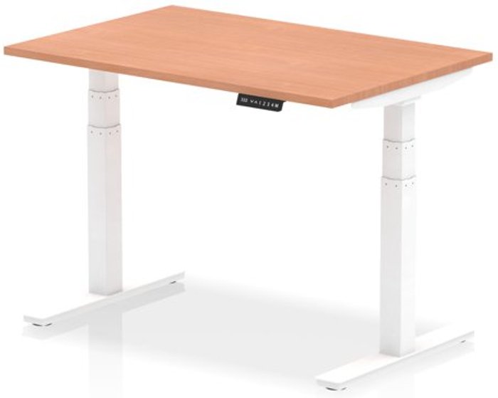 Office Monster | Air Air 1200 x 800mm Height Adjustable Desk Beech Top White Leg Air Air 1200 x 800mm Height Adjustable Desk Beech Top White Leg