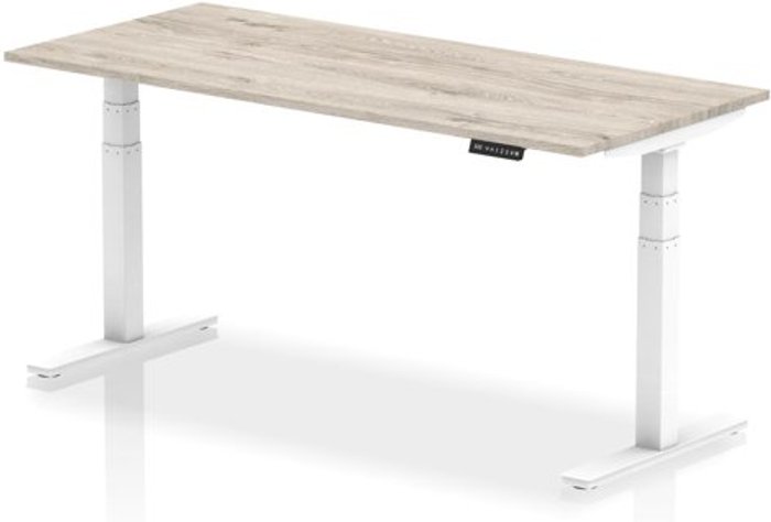 Office Monster | Air Air 1800 x 800mm Height Adjustable Desk Grey Oak Top White Leg Air Air 1800 x 800mm Height Adjustable Desk Grey Oak Top White Leg