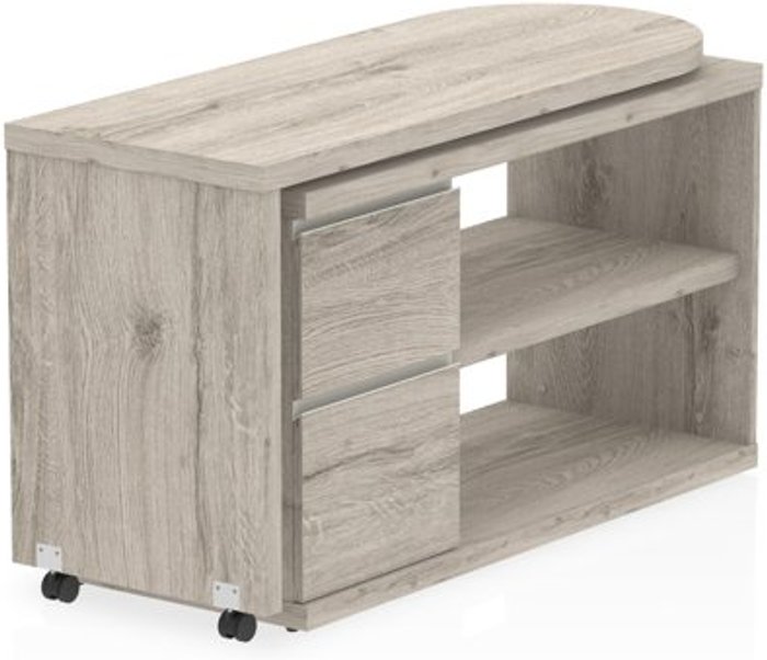 Office Monster | Home Fleur L Desk with Pedestal Grey Oak Home Fleur L Desk with Pedestal Grey Oak