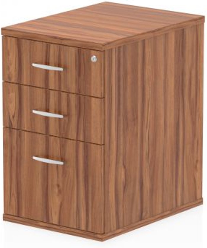 Office Monster | Impulse Impulse 600 Desk High Pedestal Unit 3 Drawer Walnut Impulse Impulse 600 Desk High Pedestal Unit 3 Drawer Walnut
