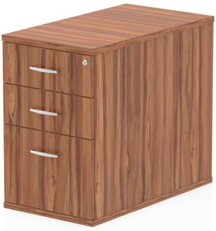 Office Monster | Impulse Impulse 800 Desk High Pedestal 3 Drawer Walnut Impulse Impulse 800 Desk High Pedestal 3 Drawer Walnut