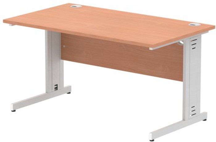 Office Monster | Impulse Impulse Cable Managed 1400 Rectangle Desk Beech Impulse Impulse Cable Managed 1400 Rectangle Desk Beech