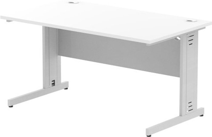Office Monster | Impulse Impulse Cable Managed 1400 Rectangle Desk White Impulse Impulse Cable Managed 1400 Rectangle Desk White