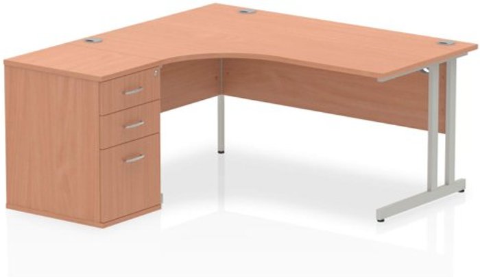 Office Monster | Impulse Impulse 1600 Left Hand Cantilever Workstation 600 Pedestal Bundle Beech Impulse Impulse 1600 Left Hand Cantilever Workstation 600 Pedestal Bundle Beech