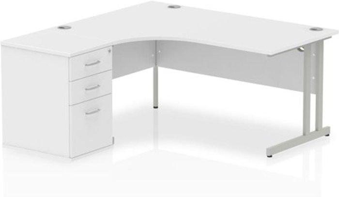 Office Monster | Impulse Impulse 1600 Left Hand Cantilever Workstation 600 Pedestal Bundle White Impulse Impulse 1600 Left Hand Cantilever Workstation 600 Pedestal Bundle White