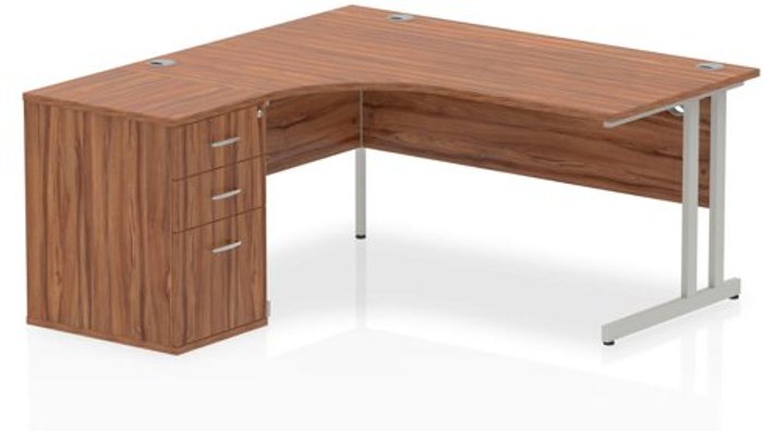 Office Monster | Impulse Impulse 1600 Left Hand Cantilever Workstation 600 Pedestal Bundle Walnut Impulse Impulse 1600 Left Hand Cantilever Workstation 600 Pedestal Bundle Walnut