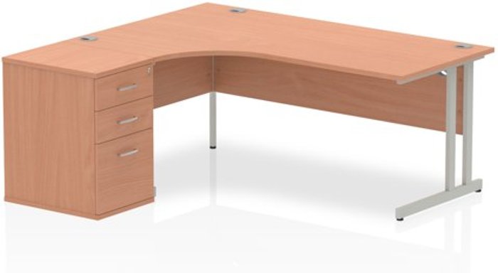 Office Monster | Impulse Impulse 1800 Left Hand Cantilever Workstation 600 Pedestal Bundle Beech Impulse Impulse 1800 Left Hand Cantilever Workstation 600 Pedestal Bundle Beech